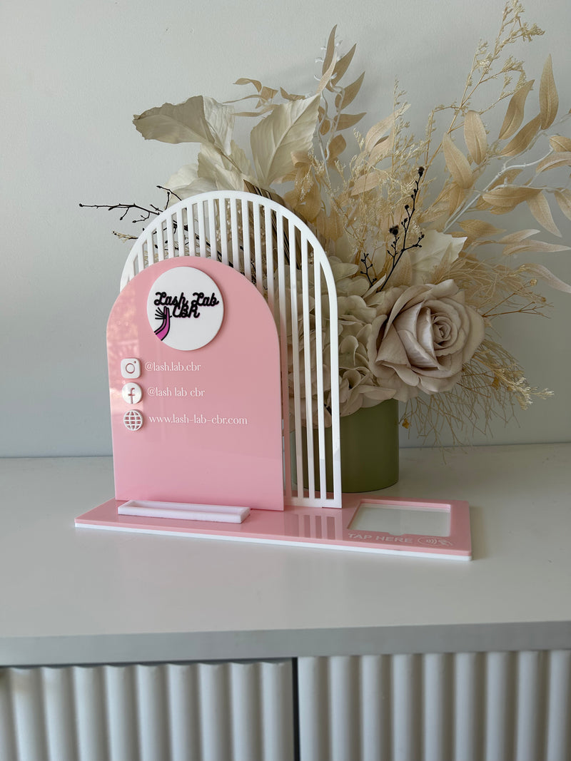 3 in 1 Double Arched Social Sign/ Square + Usernames + Card Holder