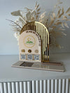 3 in 1 Double Arched Social Sign/ Square + 3 QR Codes + Card Holder and Added Logo