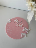 3D Butterfly Birth Announcement Plaque - Circle - Luxe Decor by Lisa