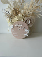 3D Butterfly Birth Announcement Plaque - Circle - Luxe Decor by Lisa