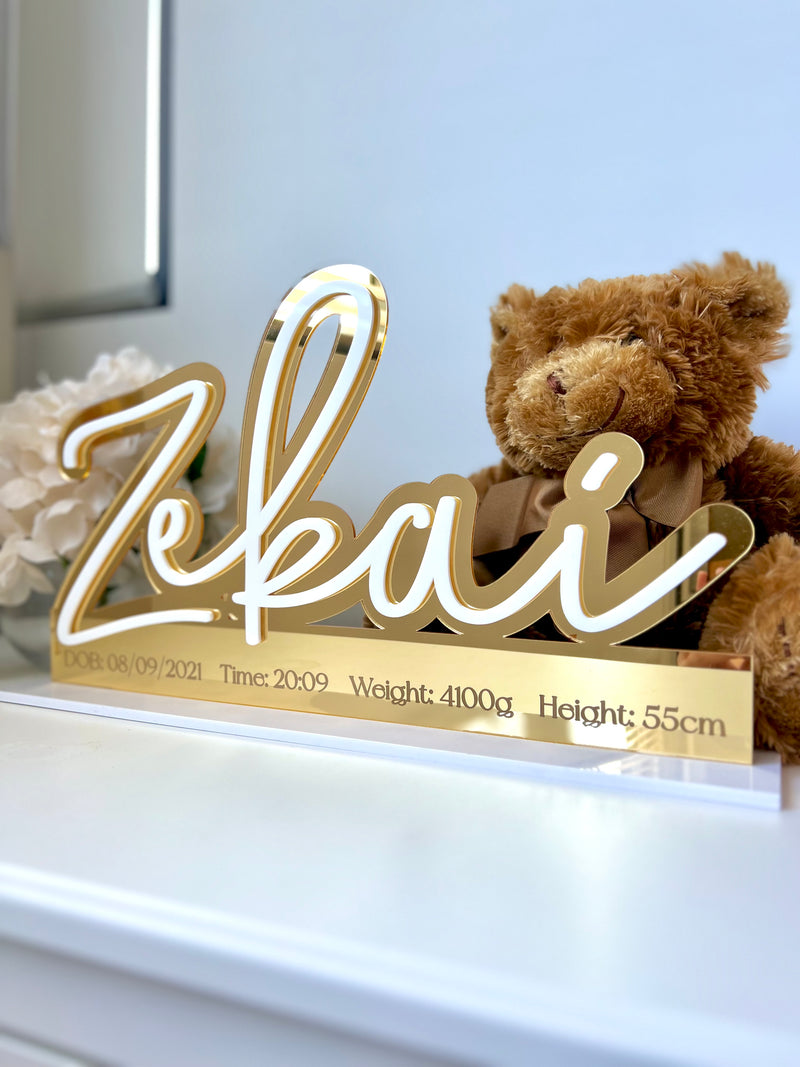 Birth Details - 3D Name Freestanding