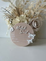 3D Butterfly Birth Announcement Plaque - Circle