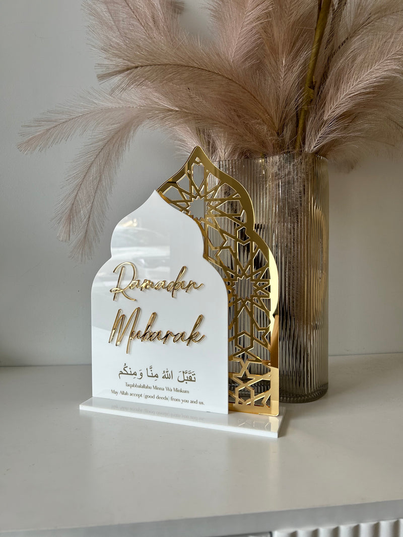 Double Moroccan Dome Shaped Ramadan Mubarak Freestanding