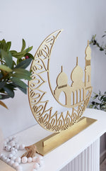 Crescent Mosque Moon Freestanding Wooden