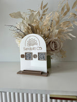Arch Acrylic Social and Card Holder Sign 2 - Logo - Luxe Decor by Lisa