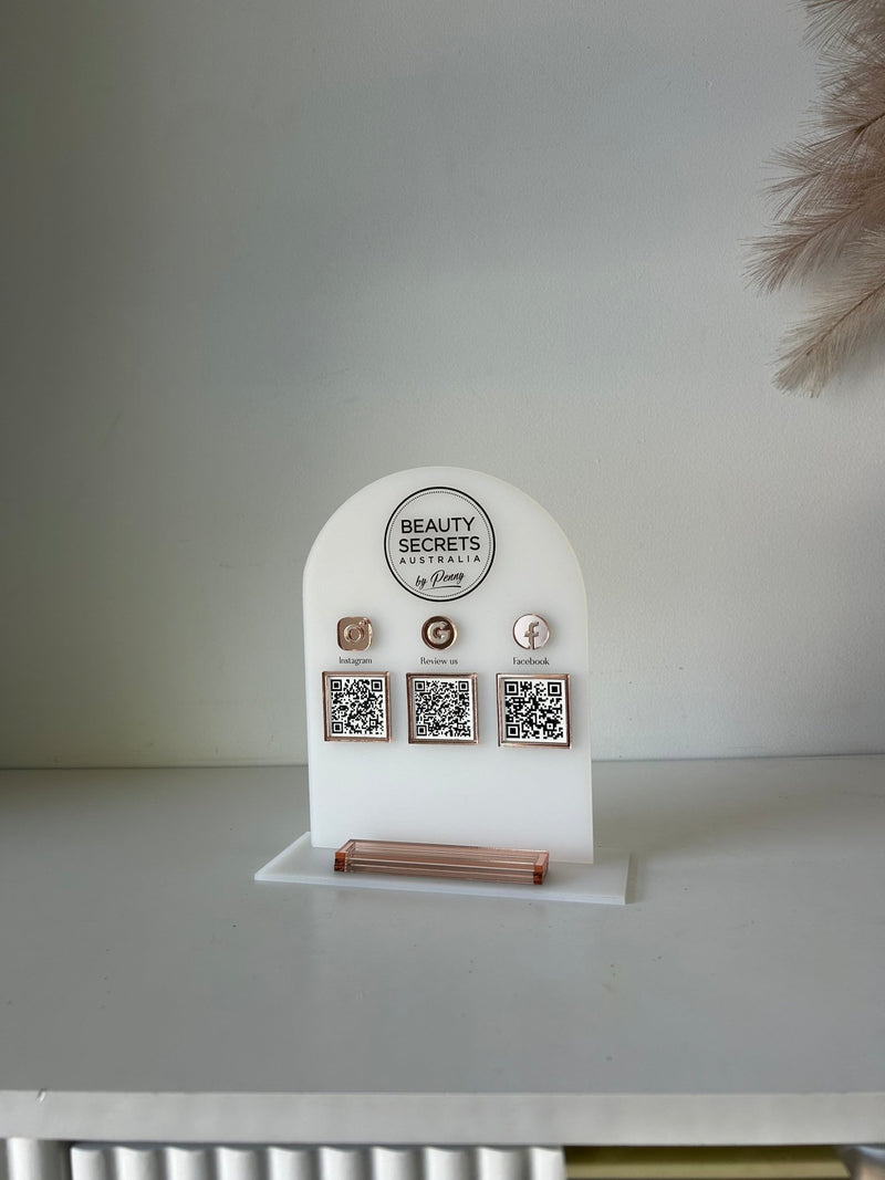 Arch Acrylic Social and Card Holder Sign 4 - Logo - Luxe Decor by Lisa
