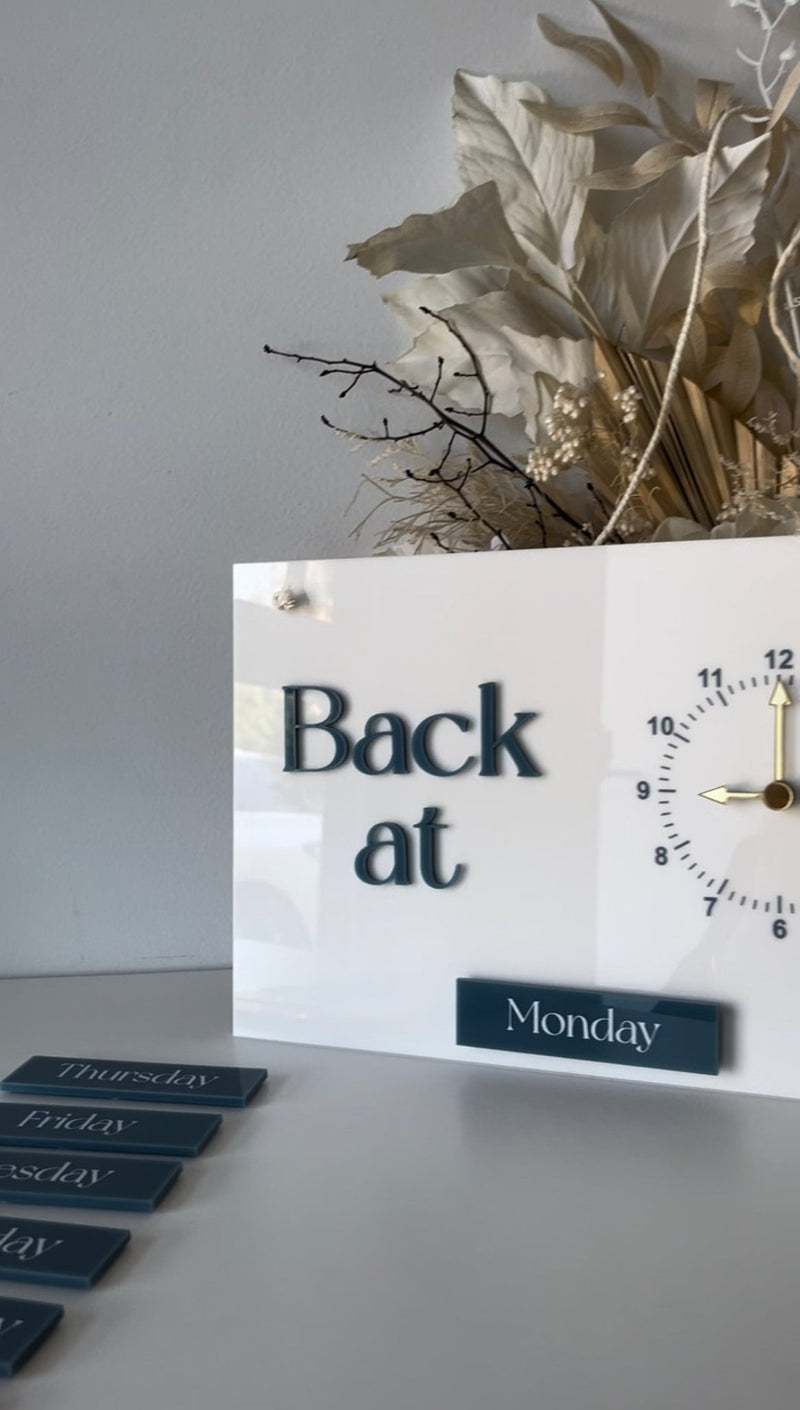 Back At, Changeable Clock + Days Sign - Luxe Decor by Lisa
