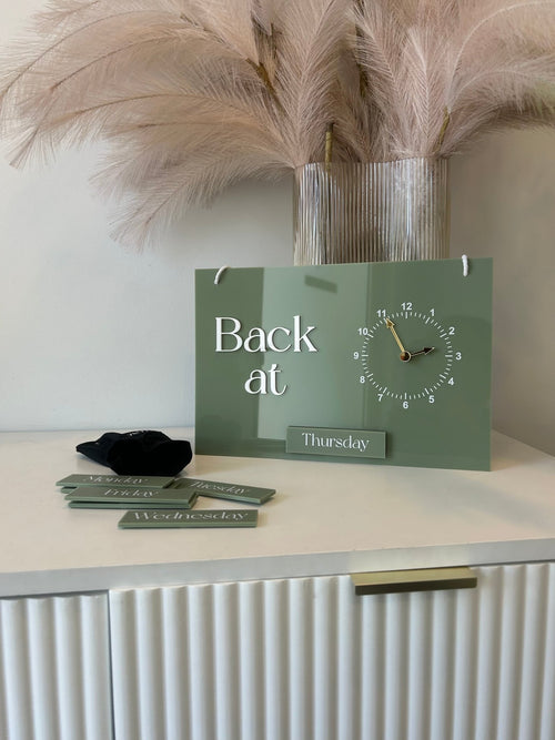 Back At, Changeable Clock + Days Sign - Luxe Decor by Lisa