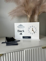 Back At, Changeable Clock + Days Sign + Logo - Freestanding - Luxe Decor by Lisa