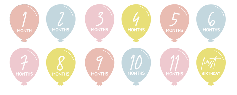 Balloon Milestone Set of 12 - Luxe Decor by Lisa