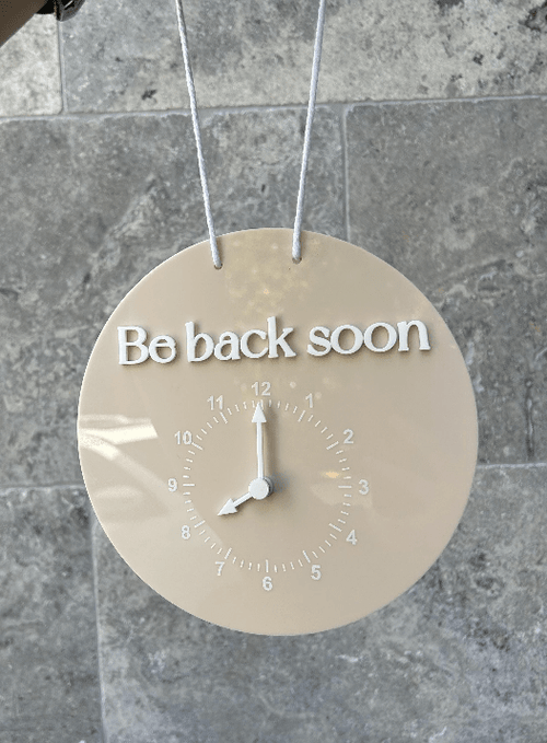 Be back soon - Changeable Clock Sign - Luxe Decor by Lisa