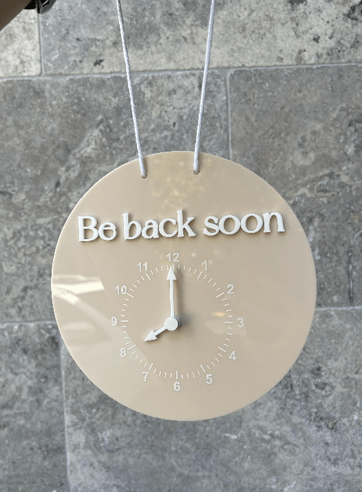 Be back soon - Changeable Clock Sign - Luxe Decor by Lisa