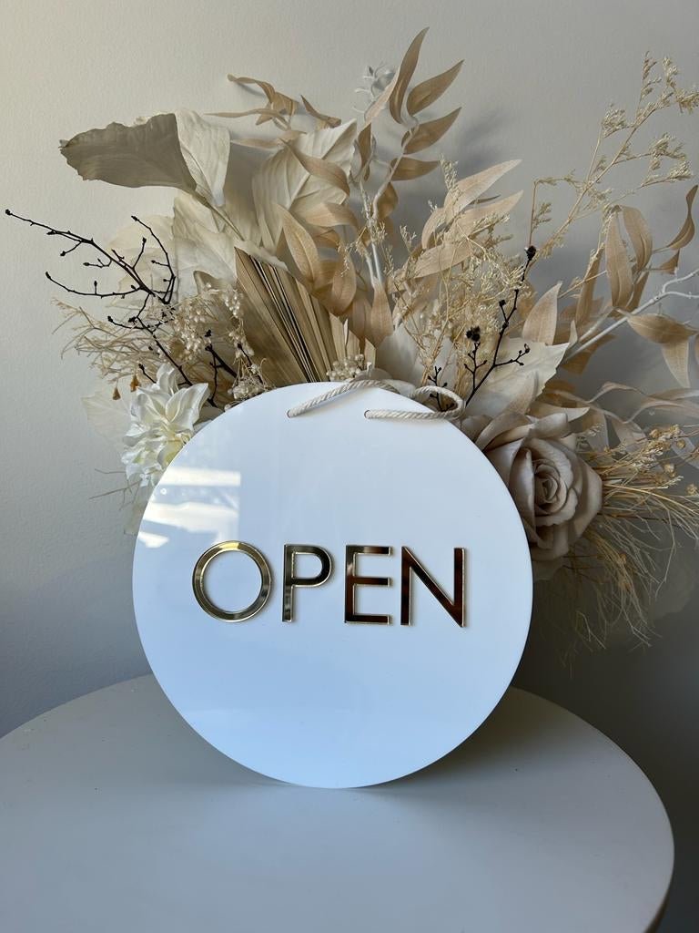 Circle Open/Closed Sign - Double Sided - Luxe Decor by Lisa