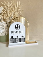 Double Arched Business Logo + triple QR and Card Holder - Luxe Decor by Lisa