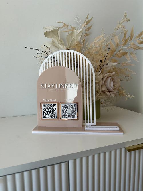 Double Arched Logo + 2 QR’s and Card Holder - Luxe Decor by Lisa