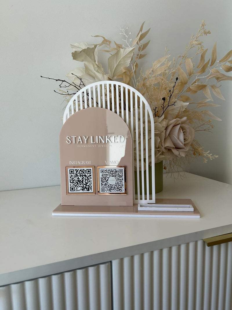 Double Arched Logo + 2 QR’s and Card Holder - Luxe Decor by Lisa