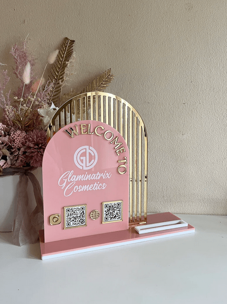 Double Arched Logo + Double QR and Card Holder - Luxe Decor by Lisa