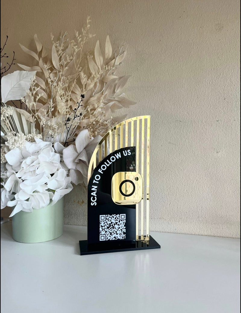 Half Arch Layered Modern QR Freestanding Sign - Luxe Decor by Lisa