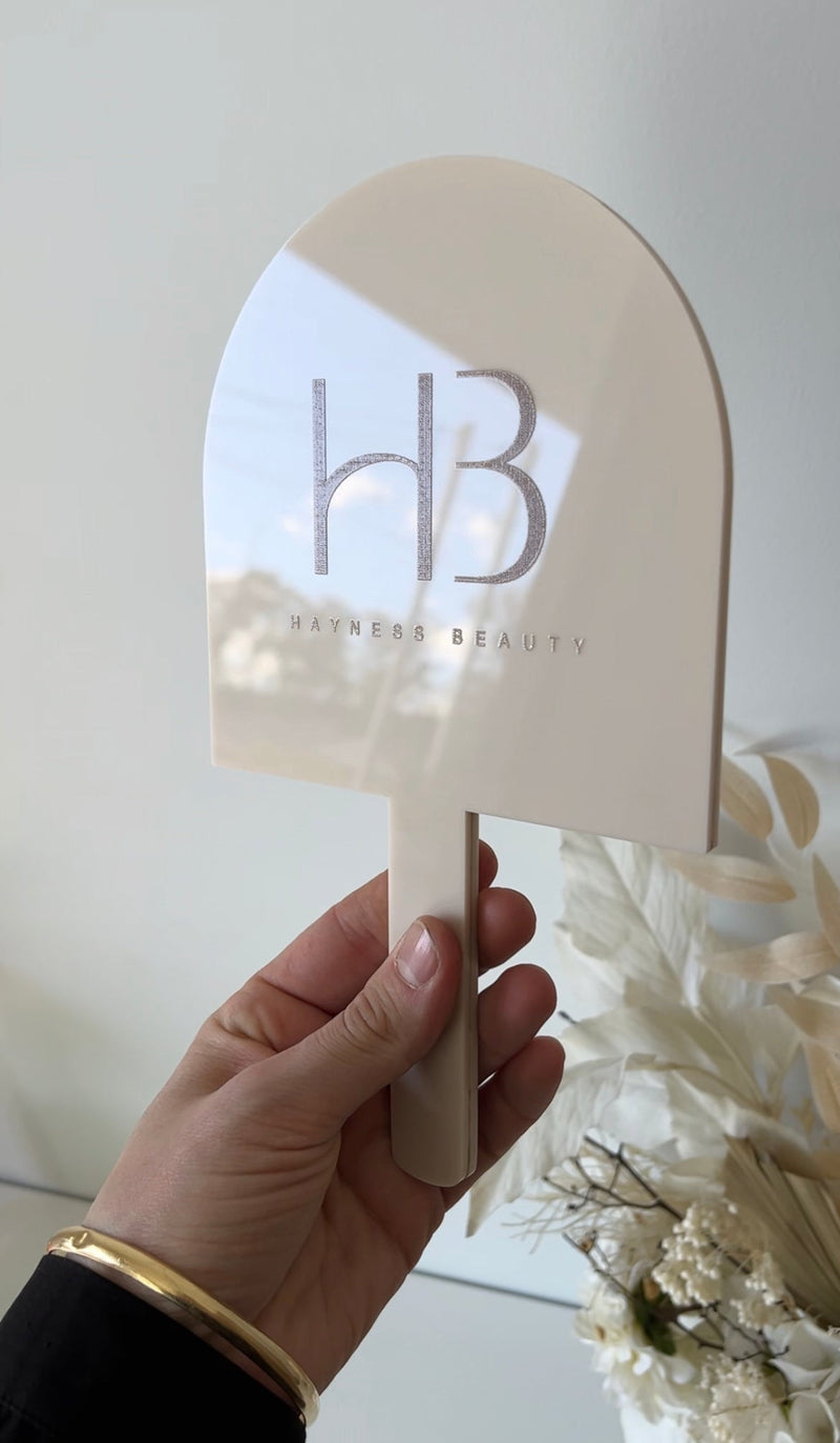 Handheld Custom Name/Logo Mirrors - Arch - Luxe Decor by Lisa