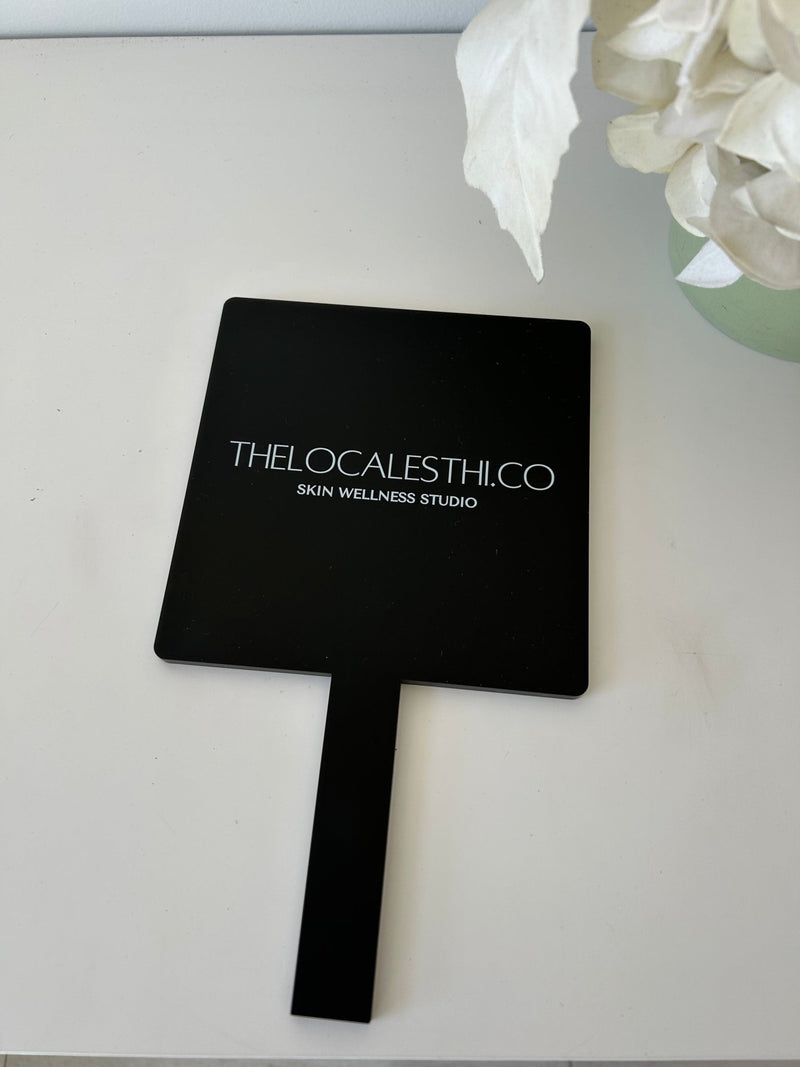 Handheld Custom Name/Logo Mirrors - Square - Luxe Decor by Lisa