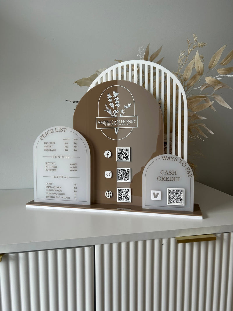 Modern Arches, Logo, 3 QR’s + Pricelist Style 1 - Luxe Decor by Lisa