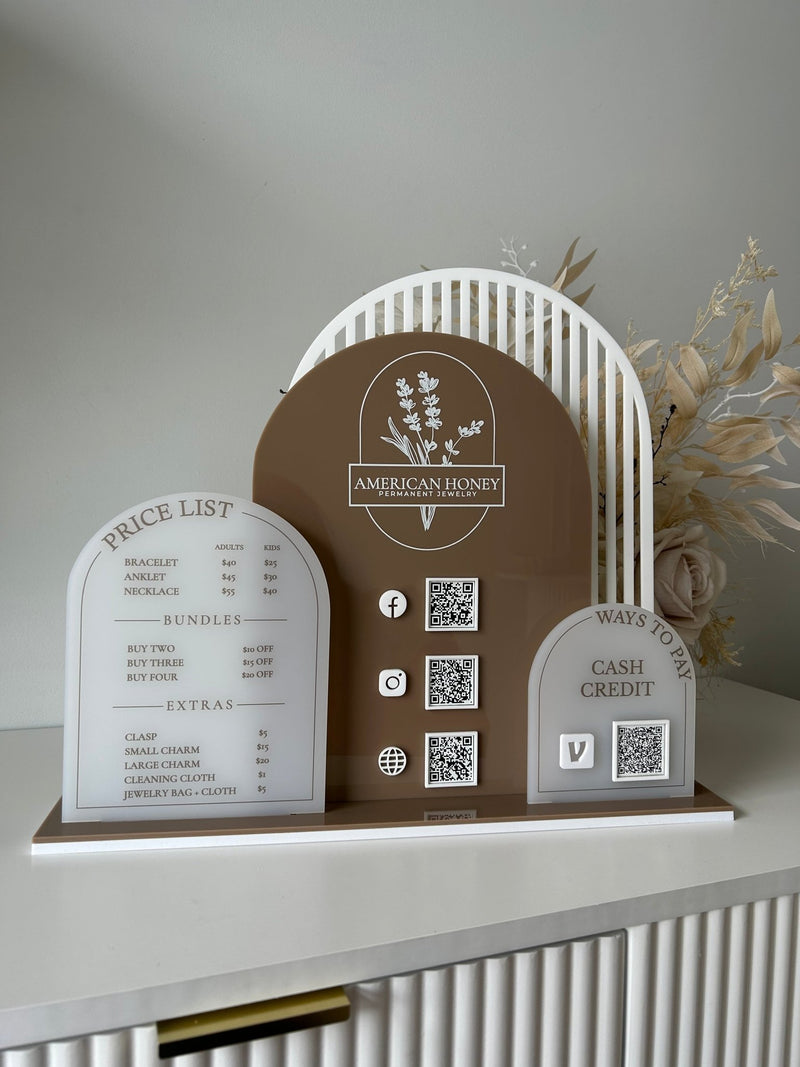 Modern Arches, Logo, 3 QR’s + Pricelist Style 1 - Luxe Decor by Lisa