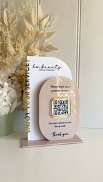Modern QR Code Freestanding Acrylic business sign version 6 (review) - Luxe Decor by Lisa
