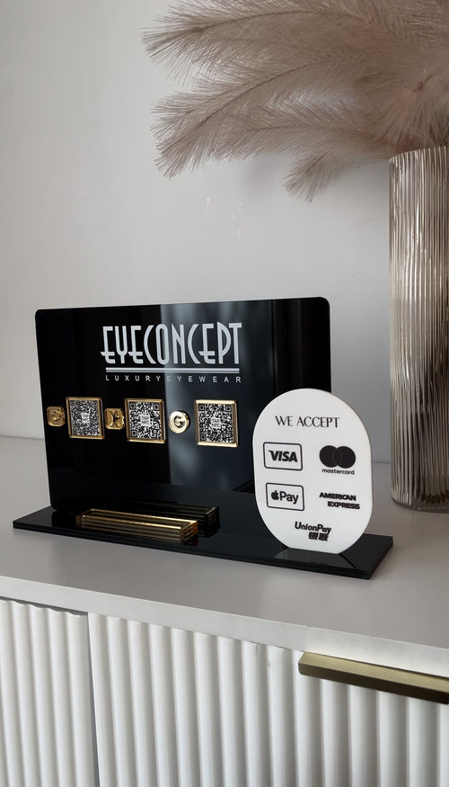 (NFC) 5 in 1 - Rectangle 3 QR codes, Logo, Card Holder + Oval - Luxe Decor by Lisa