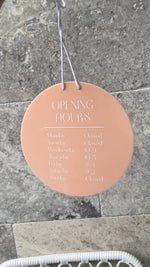 Opening Hours Printed Circle Sign - Luxe Decor by Lisa