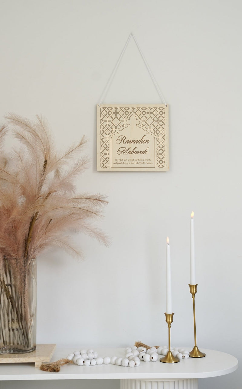 Ramadan Mubarak Plywood Geometric Sign - Wall Version - Luxe Decor by Lisa