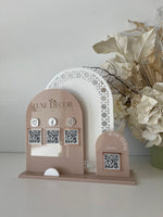 Rattan Triple Arches, Logo, 3 QR’s, Card Holder and Payment QR - Luxe Decor by Lisa