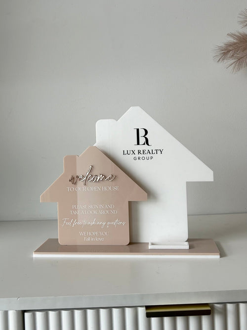 Realty Open House Business Welcome Sign + Logo and Card Holder - Luxe Decor by Lisa