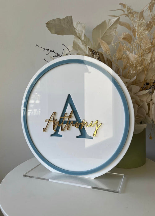 Round 3D Acrylic Name Sign Freestanding - Luxe Decor by Lisa