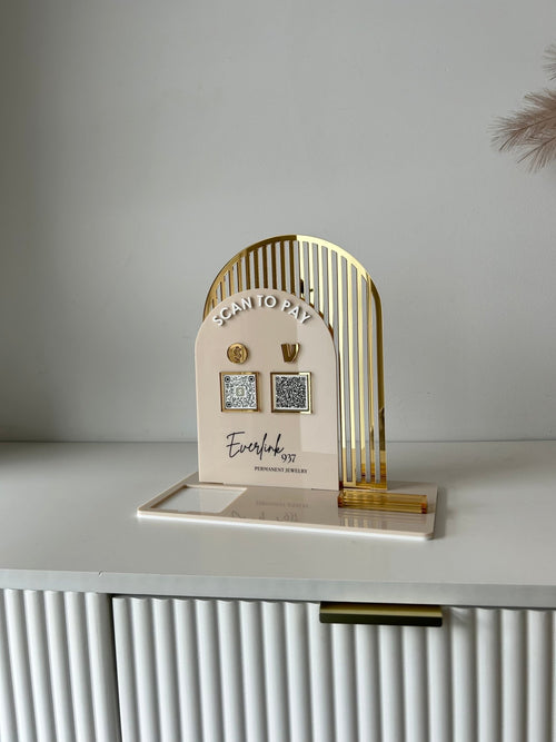 Scan to Pay, Double Arched, Square + 2 QR’s, Card Holder and Logo - Luxe Decor by Lisa