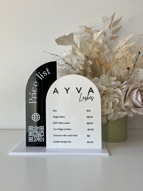 Semi + Arched Pricelist Sign + 1 optional QR code - Luxe Decor by Lisa