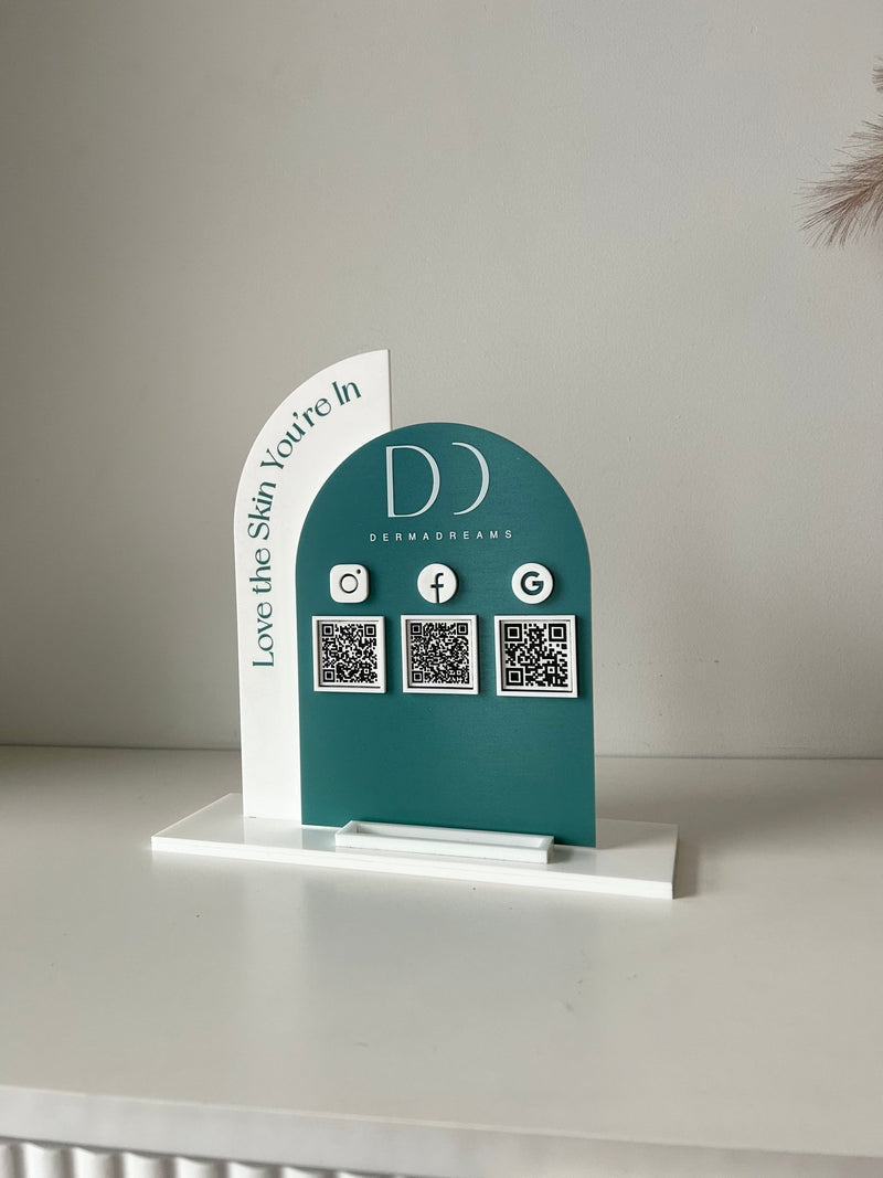Semi + Arched Social Sign + Card Holder - 3 QR Codes - Luxe Decor by Lisa