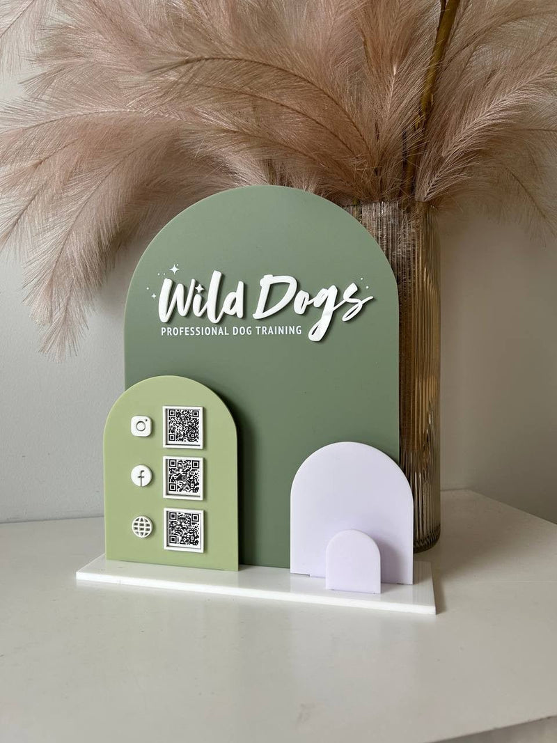Solid Triple Arches, Logo, QR’s + Card Holder - Luxe Decor by Lisa
