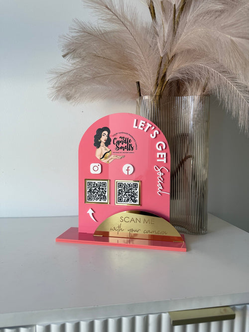 The Arched Modern QR Freestanding Sign Version 3 - Luxe Decor by Lisa