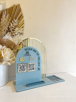 3 in 1 Double Arched Social Sign/ Square + QR + Card Holder and Added Business Name - Luxe Decor by Lisa