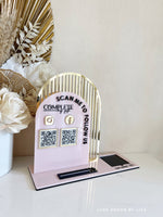 3 in 1 Double Arched Social Sign/ Square + QR + Card Holder and Added Business Name - Luxe Decor by Lisa