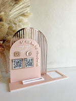 3 in 1 Double Arched Social Sign/ Square + QR + Card Holder and Added Business Name - Luxe Decor by Lisa