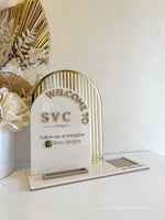 3 in 1 Double Arched Welcome To, Square + Logo + Username + Card Holder Business Sign - Luxe Decor by Lisa