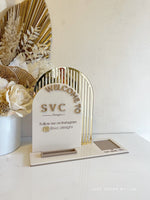 3 in 1 Double Arched Welcome To, Square + Logo + Username + Card Holder Business Sign - Luxe Decor by Lisa