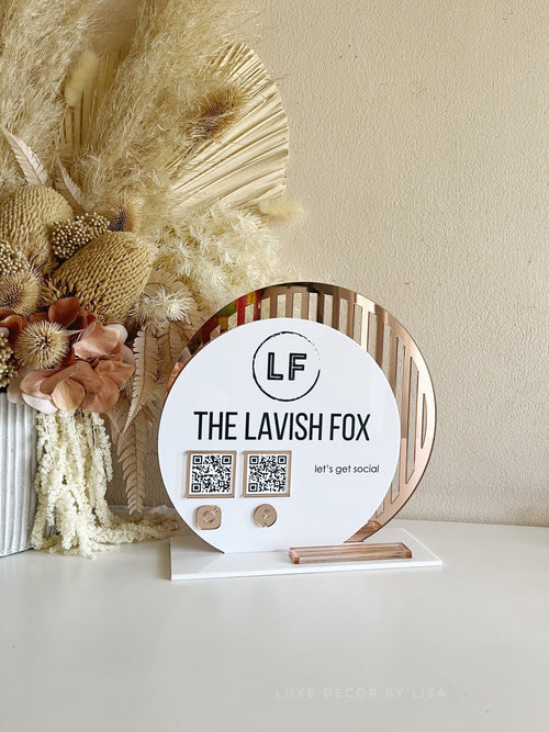 3 in 1 Double Circled Logo, QR's + Cards Sign - Luxe Decor by Lisa