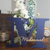 Wooden Initial With Cursive Name - Wall Hanging