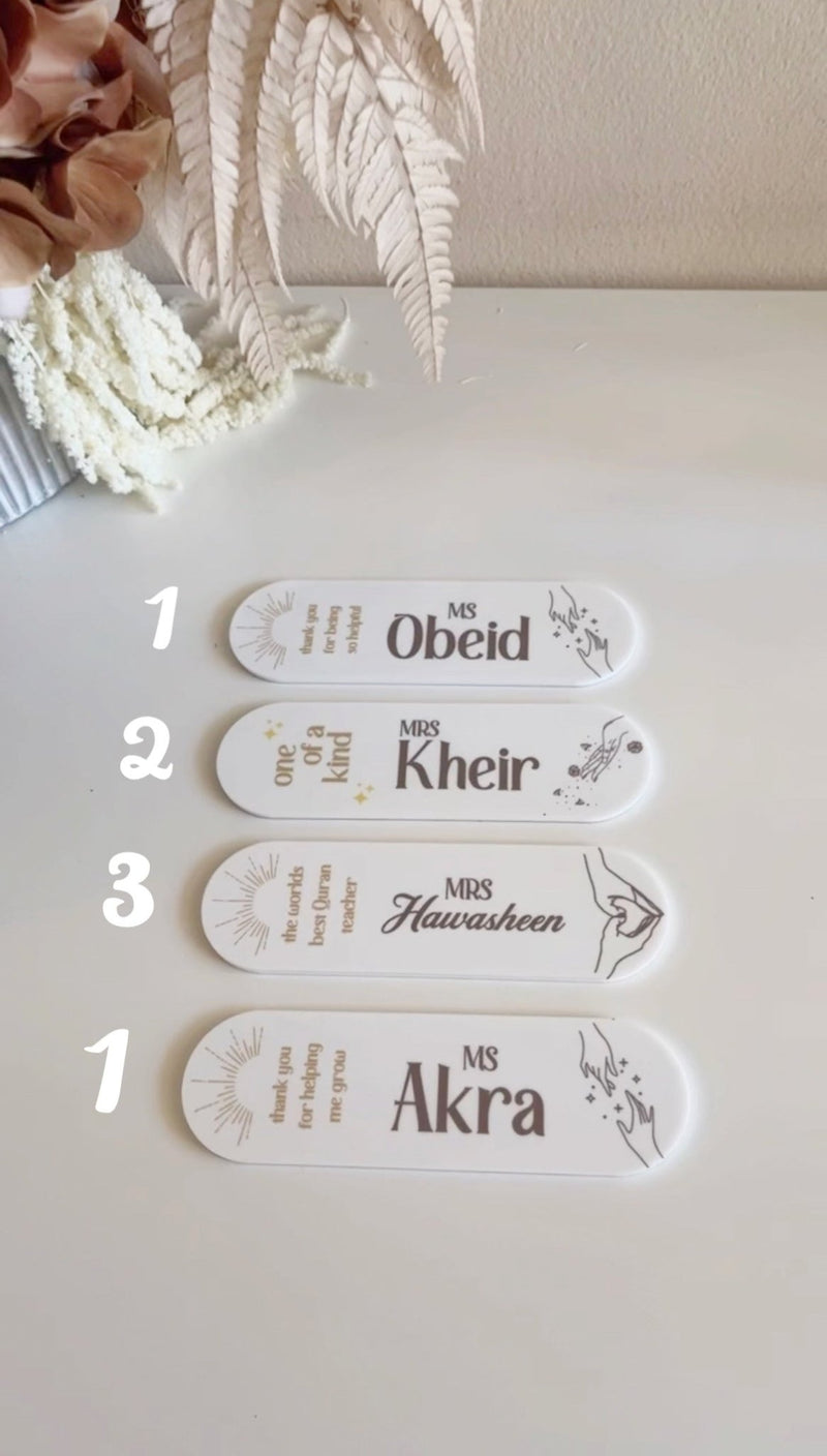 Acrylic Printed Teachers Bookmark - Luxe Decor by Lisa