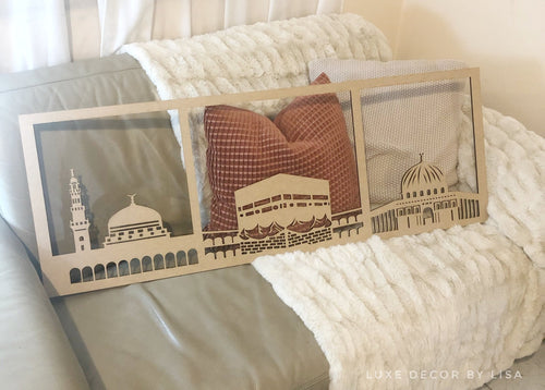 An Nabawi, Kaaba and Al Aqsa Wooden Wall Art - Luxe Decor by Lisa