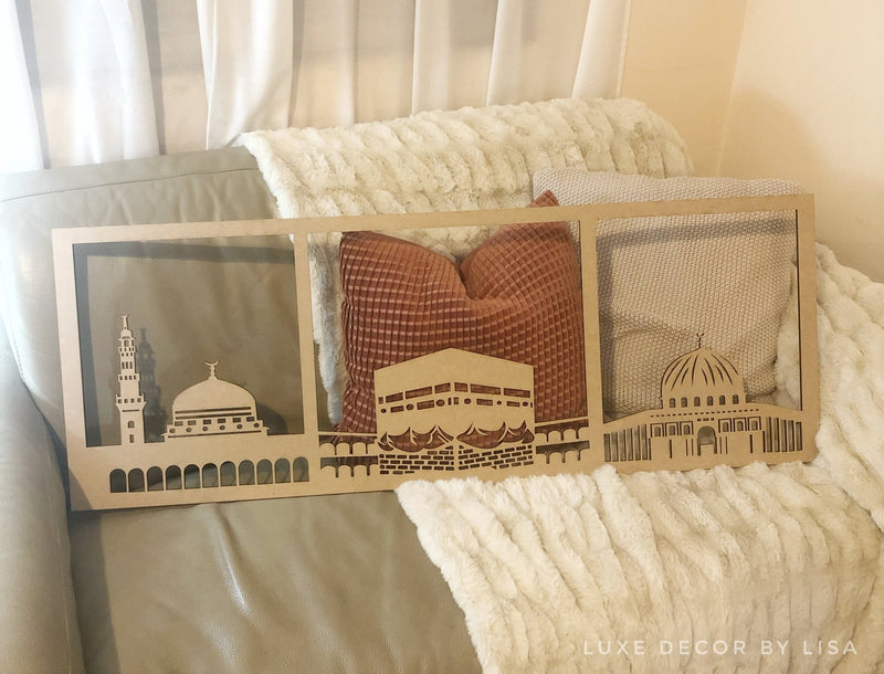 An Nabawi, Kaaba and Al Aqsa Wooden Wall Art - Luxe Decor by Lisa