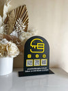 Arched Business Logo + Triple QR Sign Freestanding - Luxe Decor by Lisa
