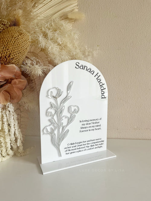 Arched Floral Memorial Printed Sign - Luxe Decor by Lisa